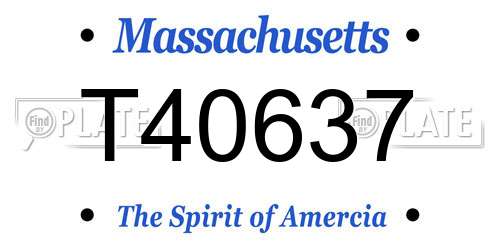 T40637 Massachusetts License Plate