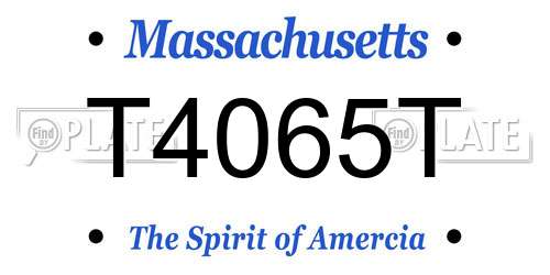 T4065T Massachusetts License Plate