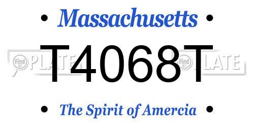 T4068T Massachusetts License Plate