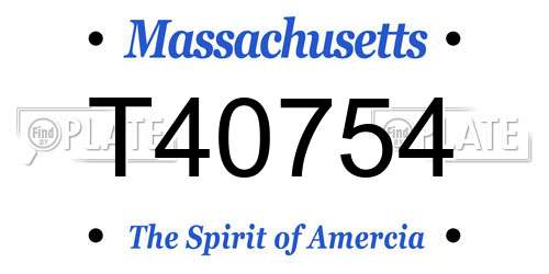 T40754 Massachusetts License Plate