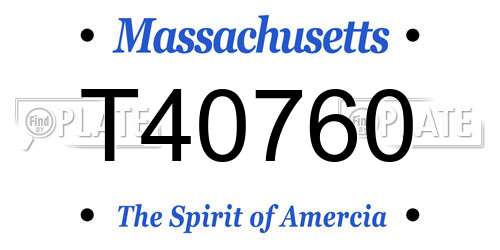 T40760 Massachusetts License Plate