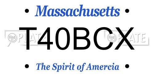 T40BCX Massachusetts License Plate
