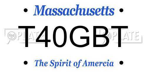 T40GBT Massachusetts License Plate