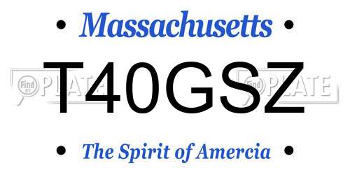T40GSZ Massachusetts License Plate