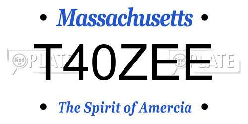 T40ZEE Massachusetts License Plate