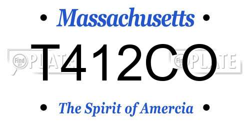 T412CO Massachusetts License Plate