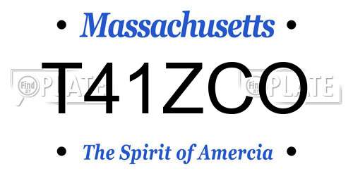 T41ZCO Massachusetts License Plate