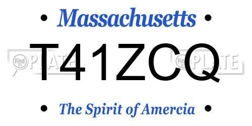 T41ZCQ Massachusetts License Plate