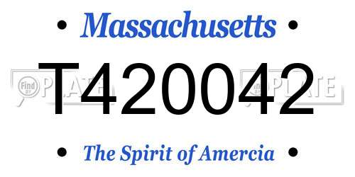 T420042 Massachusetts License Plate
