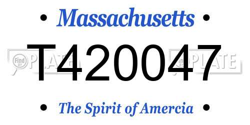 T420047 Massachusetts License Plate