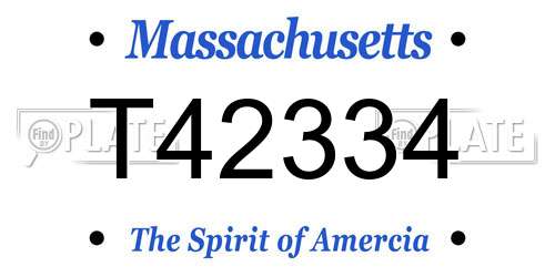 T42334 Massachusetts License Plate