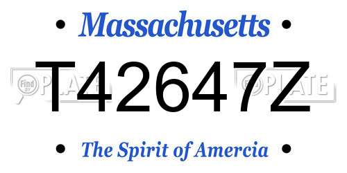 T42647Z Massachusetts License Plate