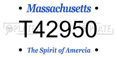 T42950 Massachusetts License Plate