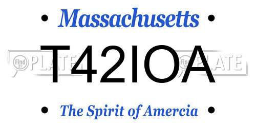 T42IOA Massachusetts License Plate