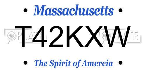 T42KXW Massachusetts License Plate