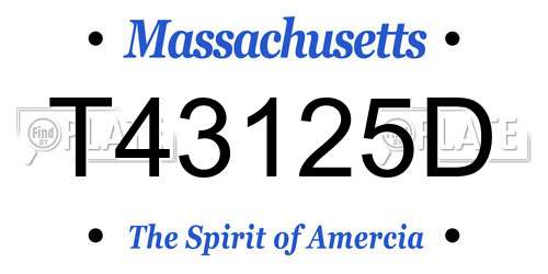 T43125D Massachusetts License Plate