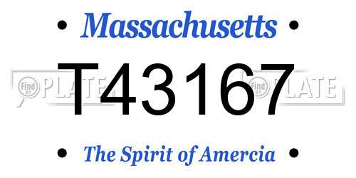 T43167 Massachusetts License Plate
