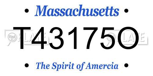 T43175O Massachusetts License Plate