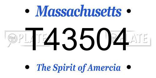T43504 Massachusetts License Plate