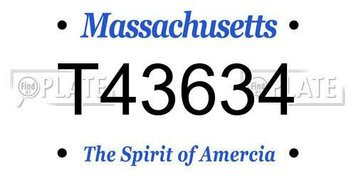 T43634 Massachusetts License Plate