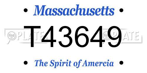 T43649 Massachusetts License Plate