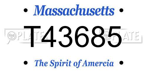 T43685 Massachusetts License Plate