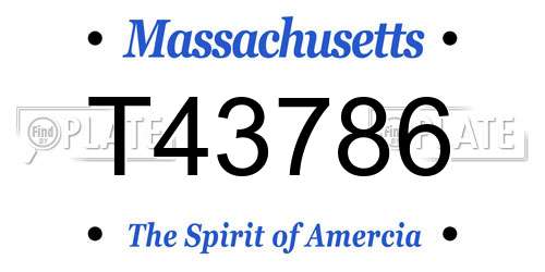T43786 Massachusetts License Plate