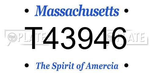 T43946 Massachusetts License Plate
