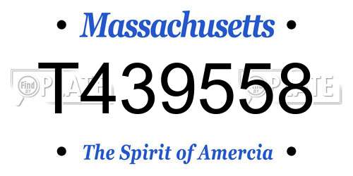 T439558 Massachusetts License Plate