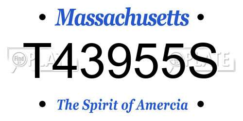 T43955S Massachusetts License Plate