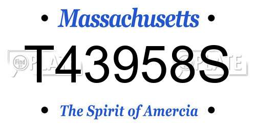 T43958S Massachusetts License Plate