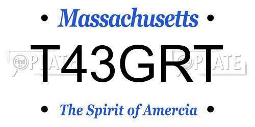 T43GRT Massachusetts License Plate