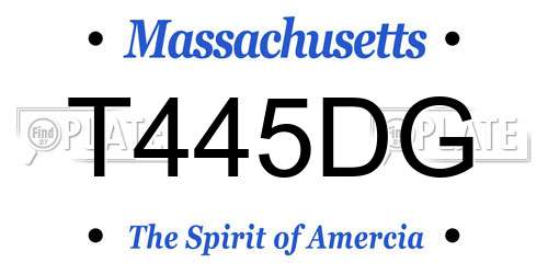 T445DG Massachusetts License Plate