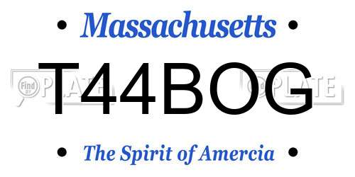 T44BOG Massachusetts License Plate