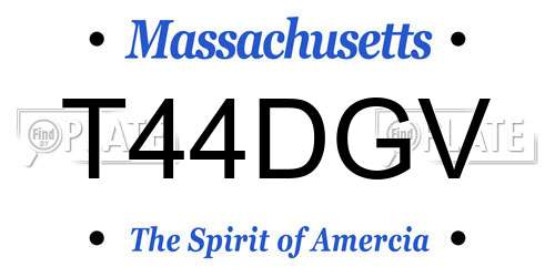 T44DGV Massachusetts License Plate