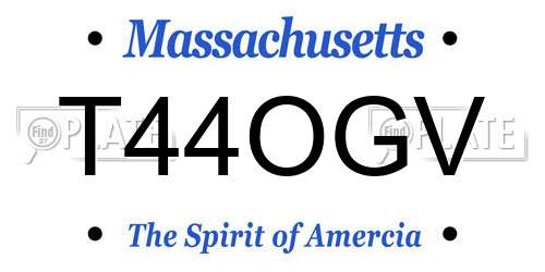 T44OGV Massachusetts License Plate