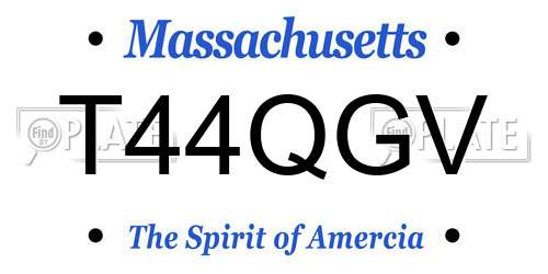 T44QGV Massachusetts License Plate