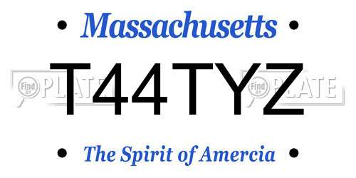 T44TYZ Massachusetts License Plate