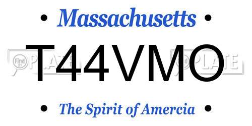 T44VMO Massachusetts License Plate