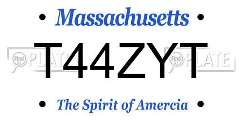 T44ZYT Massachusetts License Plate