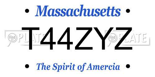 T44ZYZ Massachusetts License Plate