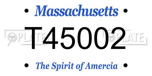 T45002 Massachusetts License Plate