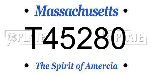 T45280 Massachusetts License Plate