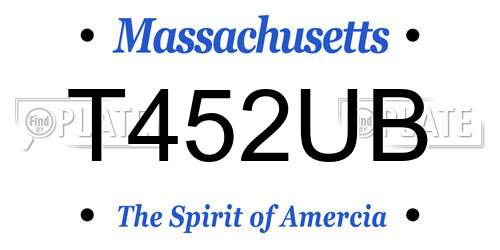 T452UB Massachusetts License Plate