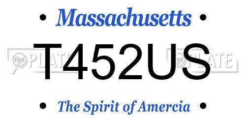 T452US Massachusetts License Plate