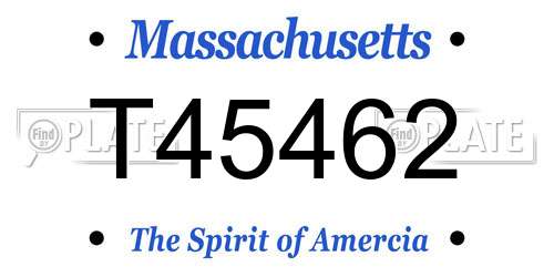 T45462 Massachusetts License Plate