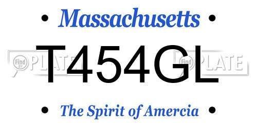 T454GL Massachusetts License Plate