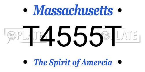 T4555T Massachusetts License Plate