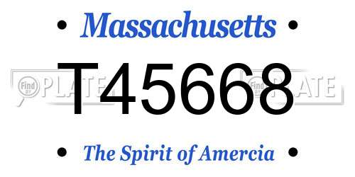 T45668 Massachusetts License Plate