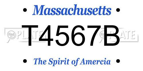 T4567B Massachusetts License Plate